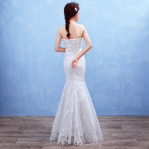 <span class=keywords><strong>Vestido</strong></span> de novia de <span class=keywords><strong>sirena</strong></span>, trompeta, sin tirantes, barato, elegante, hermoso, con flores de encaje, 2019 - Product Image 2