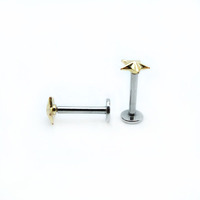 Threadless Piercing labio anillo de la joyería del cuerpo estrella Push Pin poste tubo de perforación
