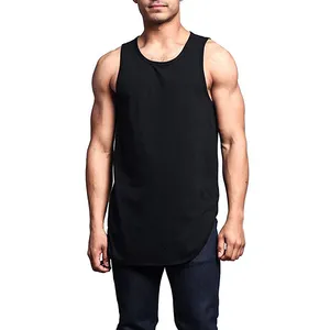 Của Nam Giới Bán Buôn Longline Cong 95% Cotton 5% Spandex Mens Phòng Tập Thể Dục Tank Top