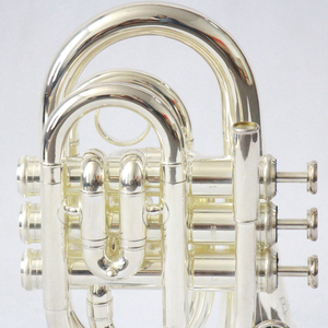 Trompette de poche plaquée argent plate B avec corps en laiton OEM de haut niveau Trompette de poche Carol Trompette de poche en laiton - Product Image 4