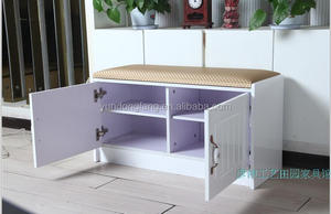 Moderno scarpiera in legno panca ottomana ingresso corridoio bianco scarpiera con sedile - Product Image 6