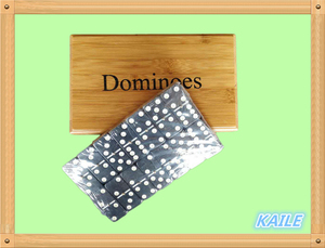 Doble seis dominó con caja de madera <span class=keywords><strong>pintura</strong></span> <span class=keywords><strong>blanca</strong></span> negro - Product Image 1