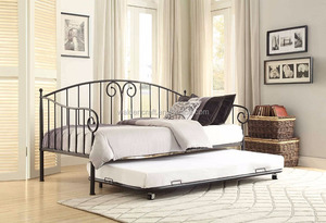 <strong>Metal</strong> <strong>Daybed</strong> with Trundle Black Finish - Product Image 2
