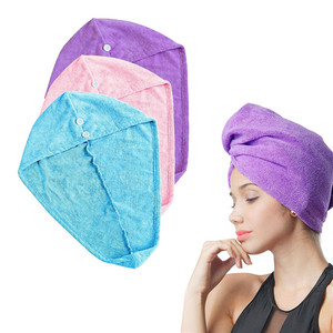 Serviette de <span class=keywords><strong>cheveux</strong></span> Super absorbante en <span class=keywords><strong>microfibre</strong></span>, 1 pièce, Ultra 2 boutons, pour femmes, séchage rapide, Anti-frisottis, emballage magique - Product Image 1