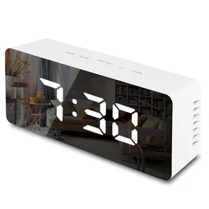 Relógio digital de led espelhado, decoração de casa, novidade, quarto durável, menina, despertador de soneca