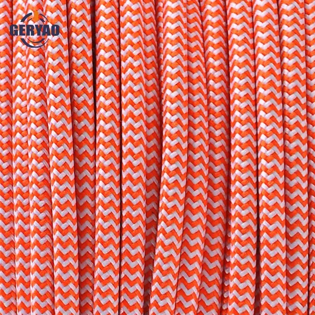 Estilo Vintage EUA Canadá laranja branco 3 núcleo rodada tecido cabo de alimentação elétrica de fio de cobre trançado têxtil