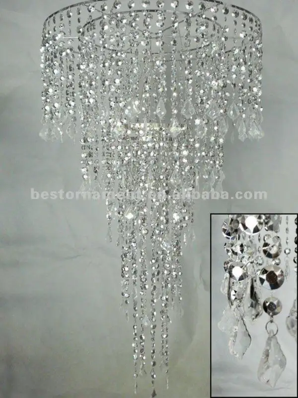 SILBER CRYSTAL MULTI DIAMOND CUT FACETED ACRYL BEADED CHANDELIER