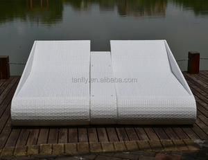 Chaise longue de patio en aluminium, chaise longue en rotin, chaise longue pour hôtel, piscine, avec coussin - Product Image 1