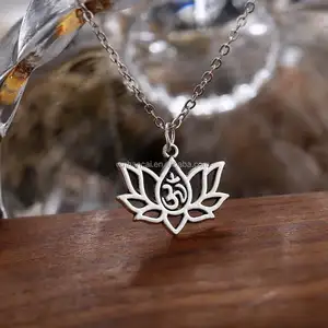21*17mm Lotus Yoga Om Pendant Necklace Jewelry Handmade Necklace Gift For Women