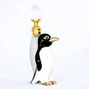 Middle East 6ml Metal Penguin Animal Perfume Bottle Bee Pupa Shape Glass Frosted Oil Attar Essential Oil Refillable Bottle#58607