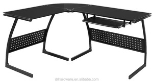 办公家具玻璃顶级办公电脑桌 l形角电脑桌 PC 笔记本电脑桌工作站家庭办公室 - Product Image 2