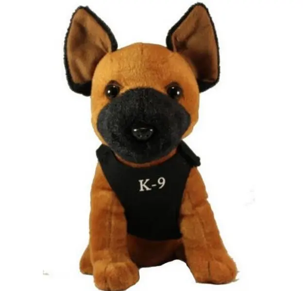 Cachorro de simulação personalizada belga malinois, cães de pelúcia com k9 roupas brinquedo