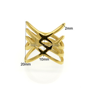 New Hot Sales Unique Shaped Woman Wedding Party Bands Classical Stainless Steel <strong>Gold</strong> <strong>Cocktail</strong> <strong>Rings</strong> for Women Fashion Jewellery - Product Image 3