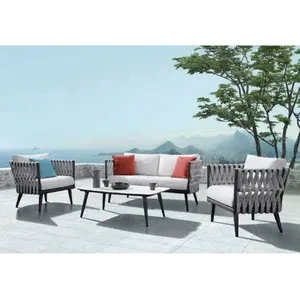 Modern Aluminum furniture fabric webbing outdoor rope chair