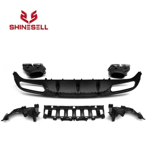 Ap02 — Kit de diffuseur arrière avec tuyau d'échappement, tout noir, style AMG, pour <span class=keywords><strong>Mercedes</strong></span> <span class=keywords><strong>Benz</strong></span> W205 4 portes C classe 2015-2018 - Product Image 2