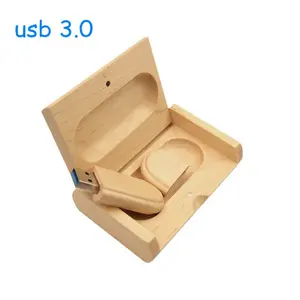 Gratis Logo Houten Usb Flash Drive Box Set, 1Gb 2Gb Tot 128Gb 2.0/3.0, maple/Walnoot/Bamboe