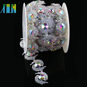 Costume jewelry Crystal Cup Rhinestone Applique Trimming For Bridal Crystal Sash Wedding Belt