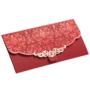 Elegant custom design red packet envelope lucky red wedding envelope