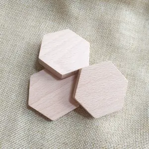 Madera de haya hexágono forma bloque artesanía madera hexagonales peices 55mm
