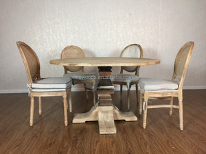 <span class=keywords><strong>Table</strong></span> à manger ronde de <span class=keywords><strong>grande</strong></span> taille en <span class=keywords><strong>bois</strong></span> massif de chêne avec plateau et base en acier inoxydable MRS WOODS - Product Image 6
