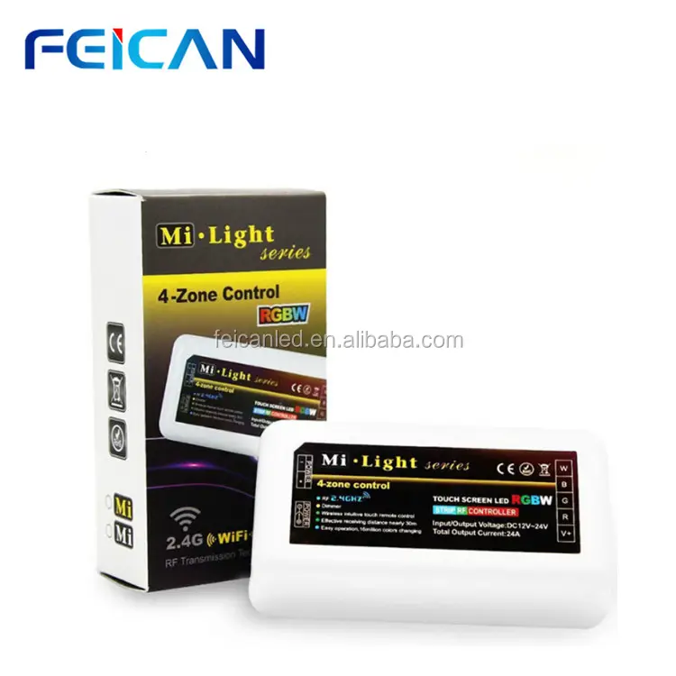 FEICAN Mi-ışık 2.4G DC12V 24 V led Denetleyicisi RGBW + 4-Zone RF uzaktan kumanda için 5050 3528 Led Şerit Işık