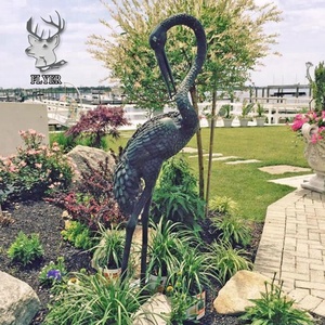 Estatua de <span class=keywords><strong>metal</strong></span> al aire libre para decoración de jardín, estatua de bronce fundido de herón, grúa, escultura de pájaro - Product Image 3