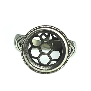 Beadsnice thailand sterling silver round bezel setting ring bases for jewelry making ID 31743