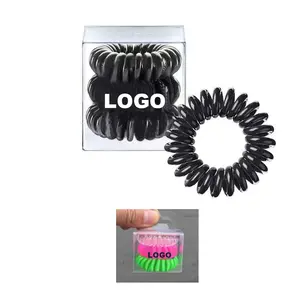 Usine d'accessoires capillaires certifiée BSCI, vente en gros de attaches pour <span class=keywords><strong>cheveux</strong></span> en fil téléphonique élastique, ensemble de bandeaux capillaires <span class=keywords><strong>spirale</strong></span> personnalisés - Product Image 1