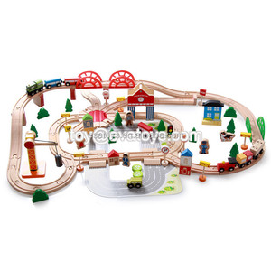 Nouveau le plus chaud éducatifs 70 pcs ferroviaire jouet en bois train ensembles pour enfants W04C073 - Product Image 5