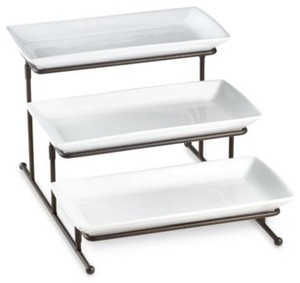 Servizio da tavola ristorante bordato <span class=keywords><strong>rettangolo</strong></span> da 12 pollici piatti da portata in ceramica festa bianca Set di piatti - Product Image 2