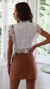 2023 Summer Custom Cotton <strong>White</strong> Embroidered <strong>Lace</strong> <strong>Crop</strong> <strong>Top</strong> for Women - Product Image 5