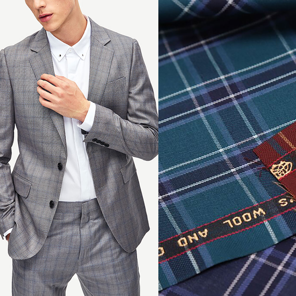 Оптовая продажа, итальянский клетчатый дизайн, шерстяная Мериносовая ткань для пальто