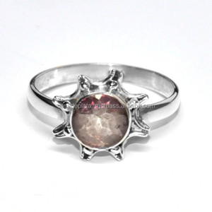 Pink quartz Gemstone <b>925</b> <b>Sterling</b> <b>Silver</b> <b>Ring</b> Classic Fashionable <b>Ring</b> For Unisex. Wholesaler Manufacture BY CASA DE PLATA. - Product Image 1