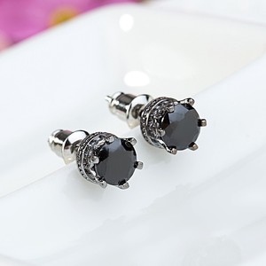 Teemi Wholesae piedra de gema elegante joyería de la boda de compromiso Mujeres <span class=keywords><strong>rosa</strong></span> de <span class=keywords><strong>oro</strong></span> bañado Diseño redondo Negro Stud Pen - Product Image 4