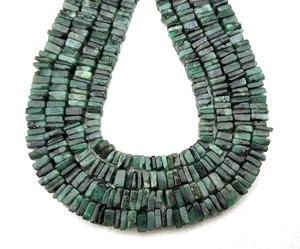 Cuentas de Heishi de piedras preciosas de Esmeralda verde Natural, joyería de forma cuadrada lisa, pulsera, collar, cuentas de mayo, piedra de nacimiento - Product Image 1