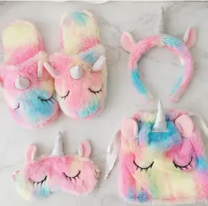 Creativo Ice-Cream Peluche Unicorno Pantofola, cieco, fascia per capelli, sacchetto di drawstring