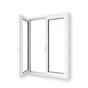 American style type upvc vinyl tempered clear glass casement window