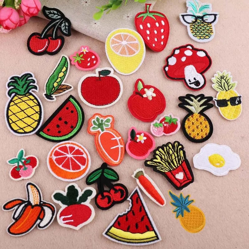 Patch brodé de fruits de dessin animé, pour vêtements de bébé ou d'enfants, vente en gros, 50 pièces