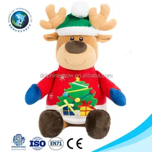 新圣诞礼物填充五颜六色的软玩具毛绒驯鹿批发定制卡通儿童玩具软毛绒驯鹿玩具