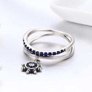 BAGREER-anillo de plata de ley 925 SCR280 con diseño de ancla, joyería personalizada con diseño de ancla doble, con gema azul, para mujeres - Product Image 3