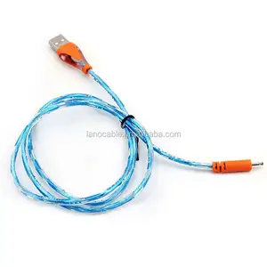 Alta calidad 2.0*0.6mm DC plug a USB 100 cm LED iluminado que fluye resplandor cable
