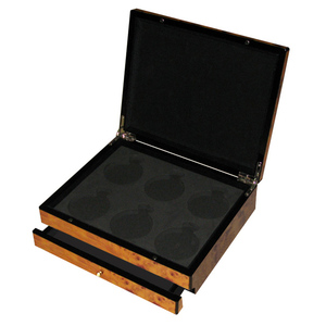 Boîte de <span class=keywords><strong>montre</strong></span> de poche en bois finition brillante, coffre de rangement avec cartes en papier avec tiroir inférieur - Product Image 2