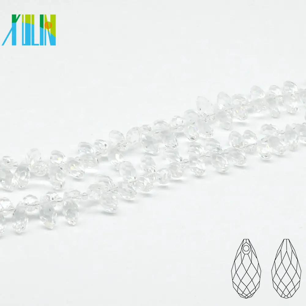 A6010#-1 Top Quality Faceted Crystal TearDrop Glass Top Drilled Drop Gemstones Wholesale Jewelry Beads for Jewelry Making