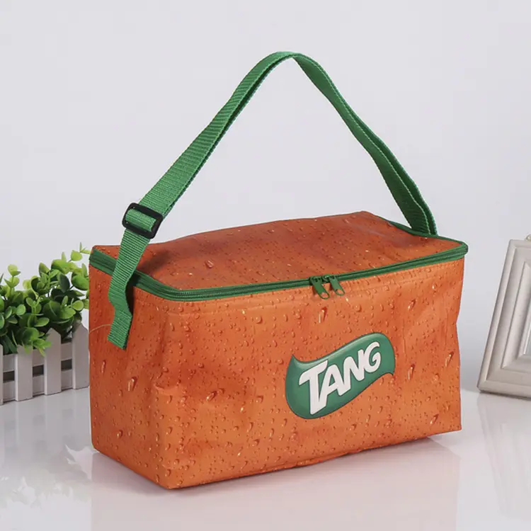 Bolsa de almuerzo impermeable aislada con logotipo personalizado al por mayor, bolsa de almuerzo térmica no tejida para niños, Picnic a domicilio