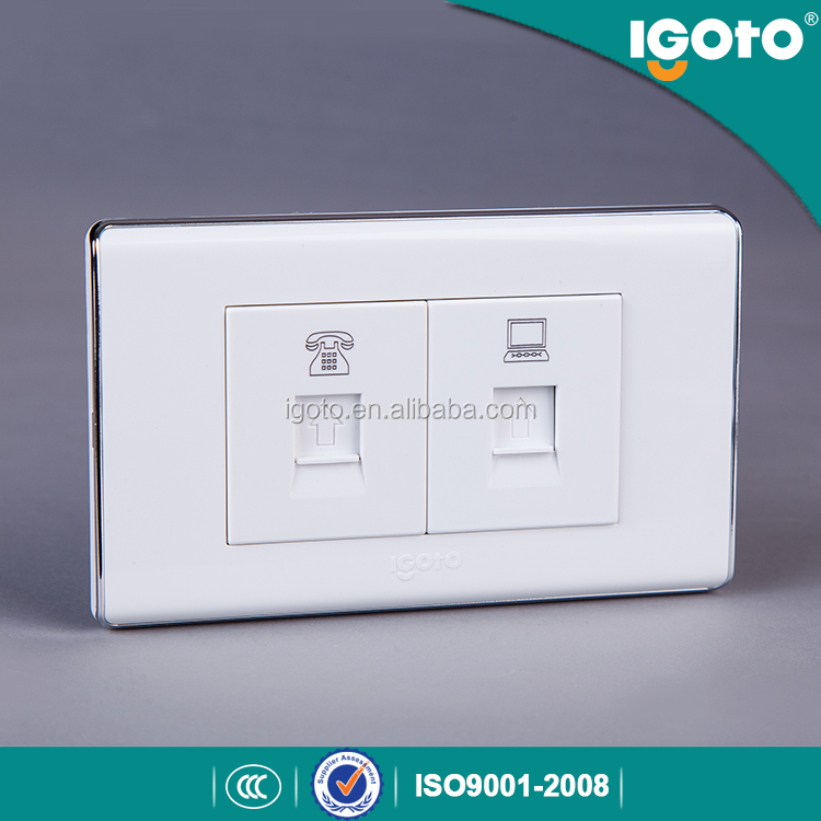 Igoto Estilo Americano A6072/3 RJ11 conector/jack toma de teléfono + ordenador