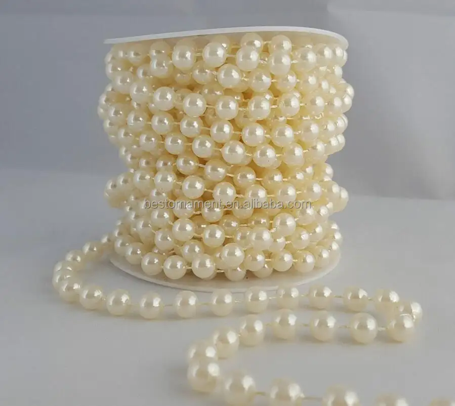 Chaîne en perles acryliques blanches, accessoire de couture idéal pour gâteau, mariage, de mariée