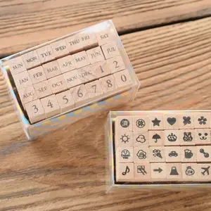 Custom Engraved Wooden Rubber Stamps Set for Scrapbooking