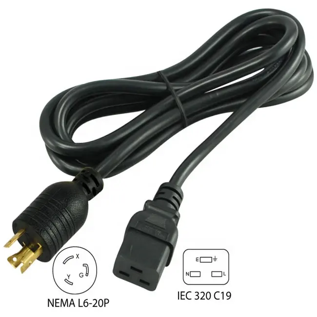 北米標準NEMA L6-20PからIECC19へのロック電源コード