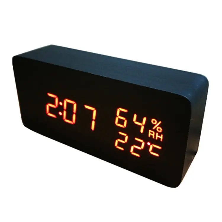 एलईडी डिजिटल आवाज नियंत्रण लकड़ी टेबल कैलेंडर घड़ी