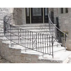 custom ornamental wrought iron hand forged Artistic Iron Railing handrail design for sale wall outdoor